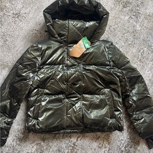 GAP - Shiny Olive Puffer Jacket